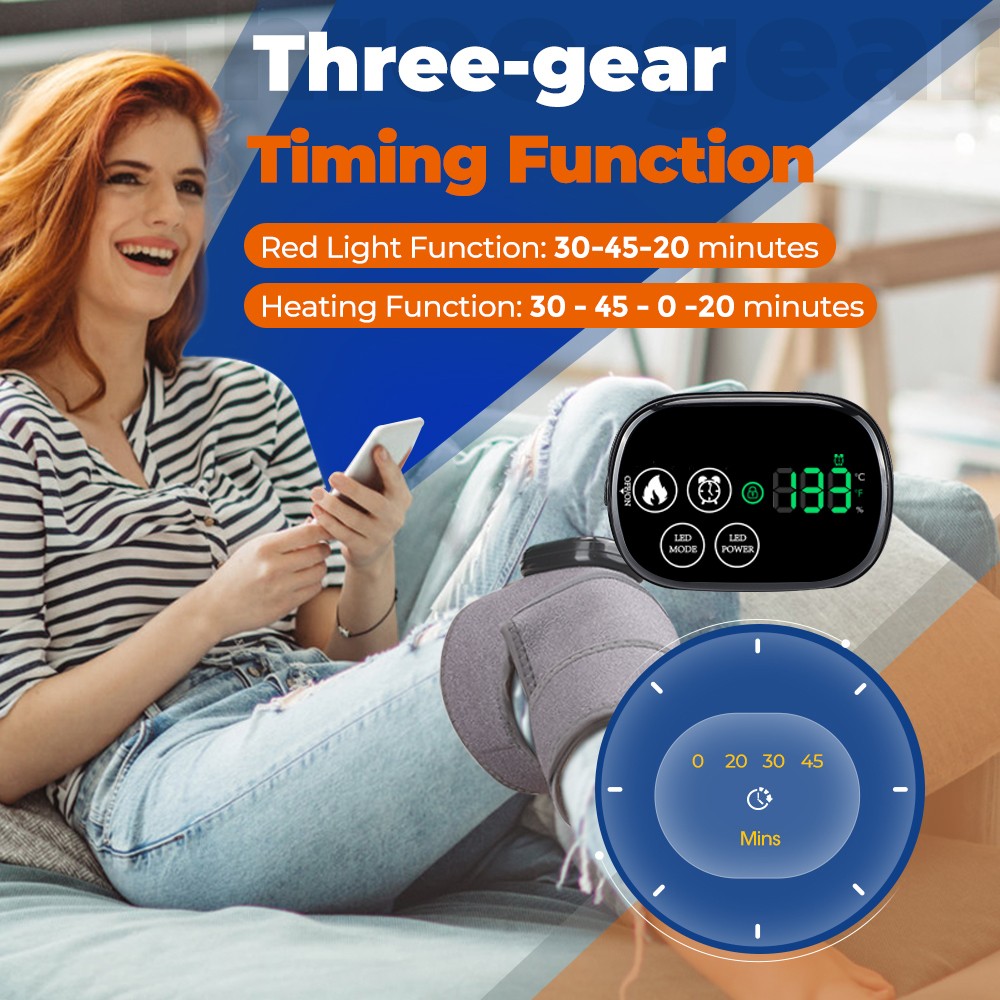 650nm&880nm Infrared Light Therapy Joint PainRelief Adjustable Heated Knee Brace
