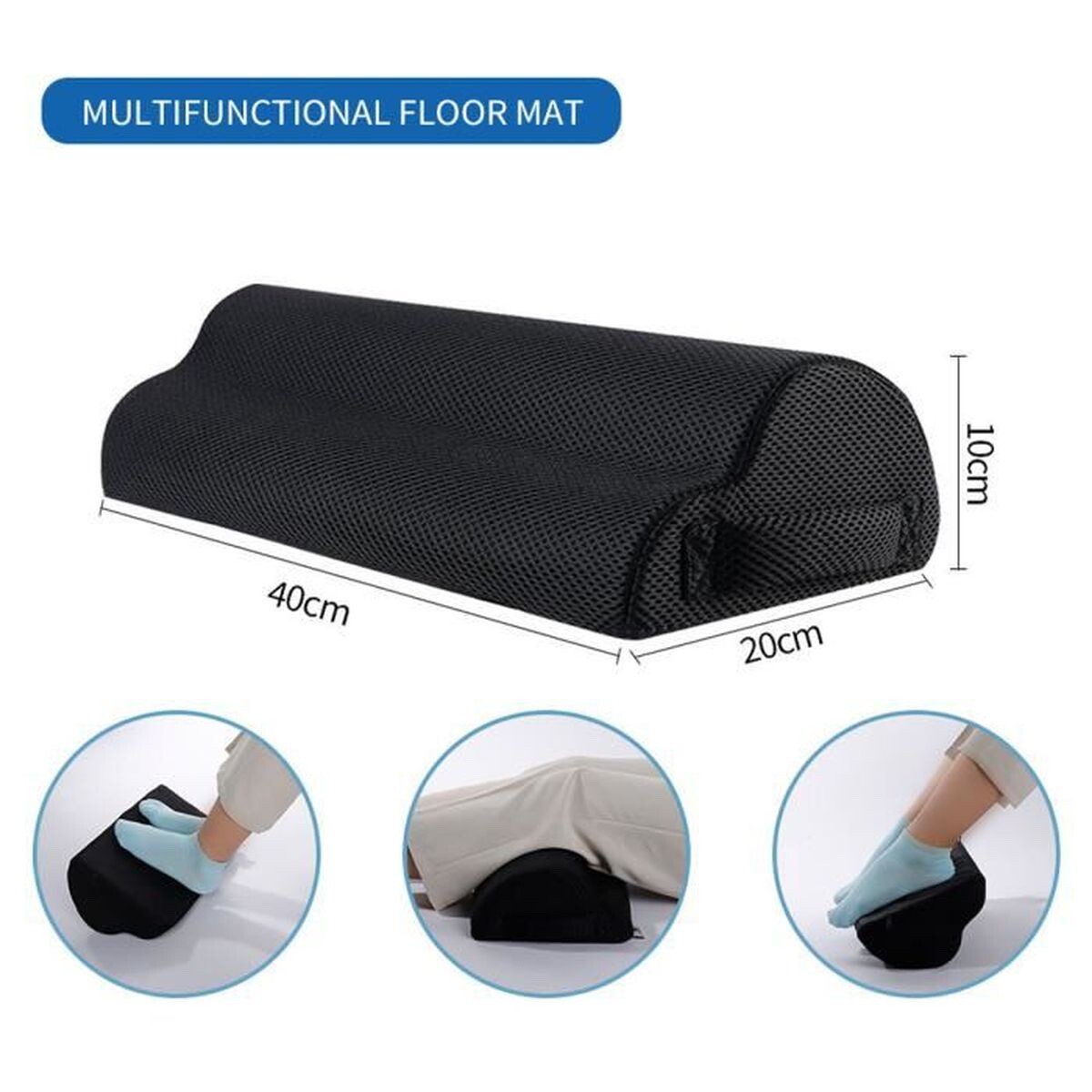 Ergonomic Semi-Circular Desk Footrest Stand Footrest Black
