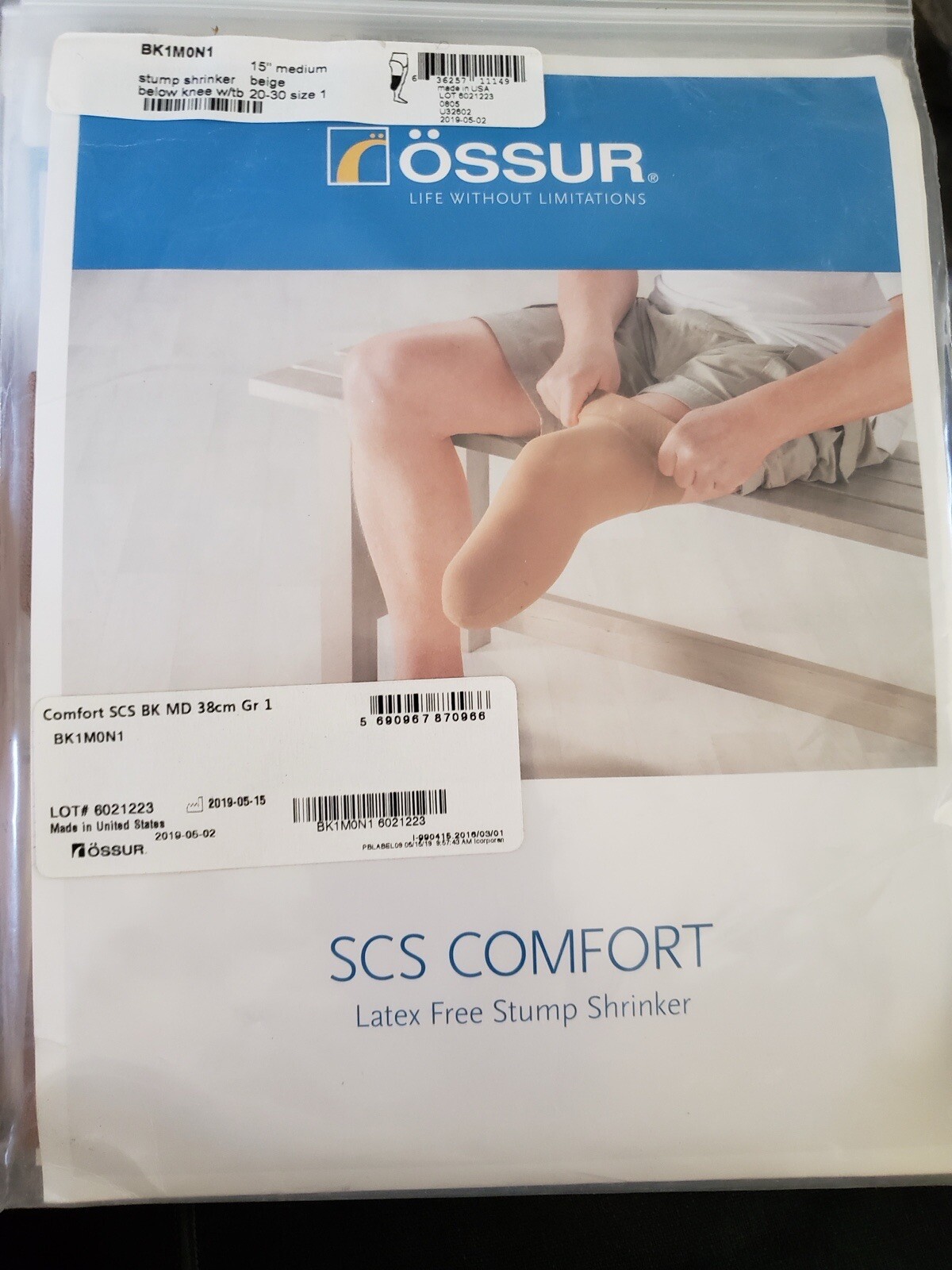 Ossur Beige Stump Shrinker BK1M0N1 15” Below Knee medium Grade 1