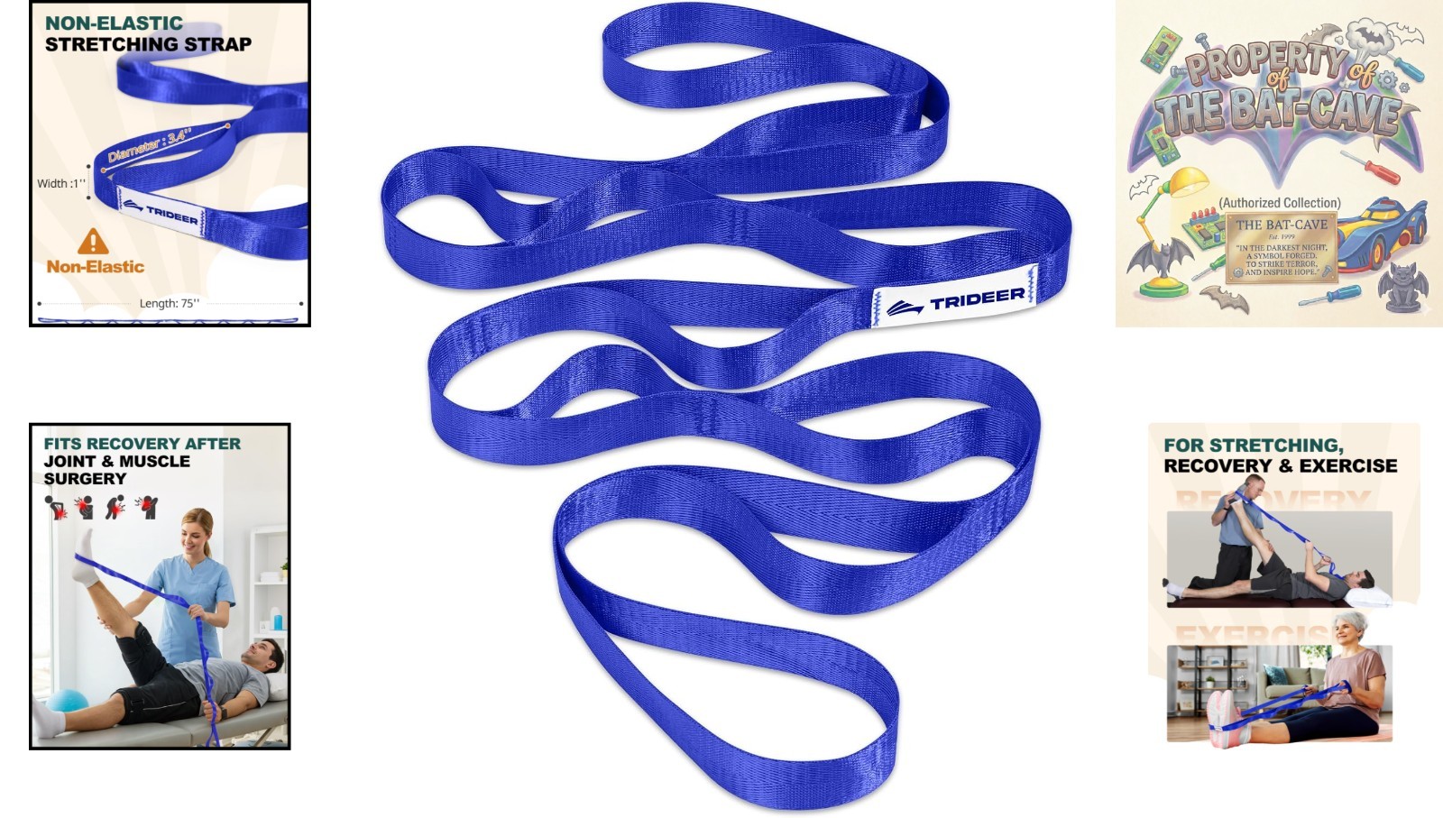 75 Inch Yoga Strap – Comfy Non-Stretch Stretching for Rehab & Enhanced Mobility