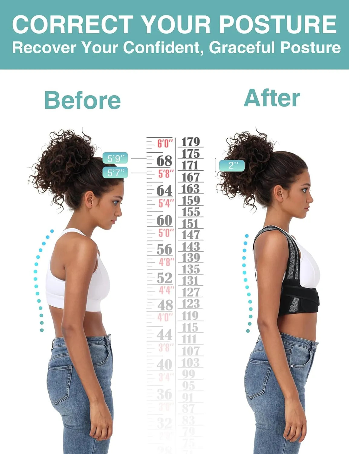 Posture Corrector Back Brace With Bamboo Fiber Lining 3 Wearing Modes Adjustable