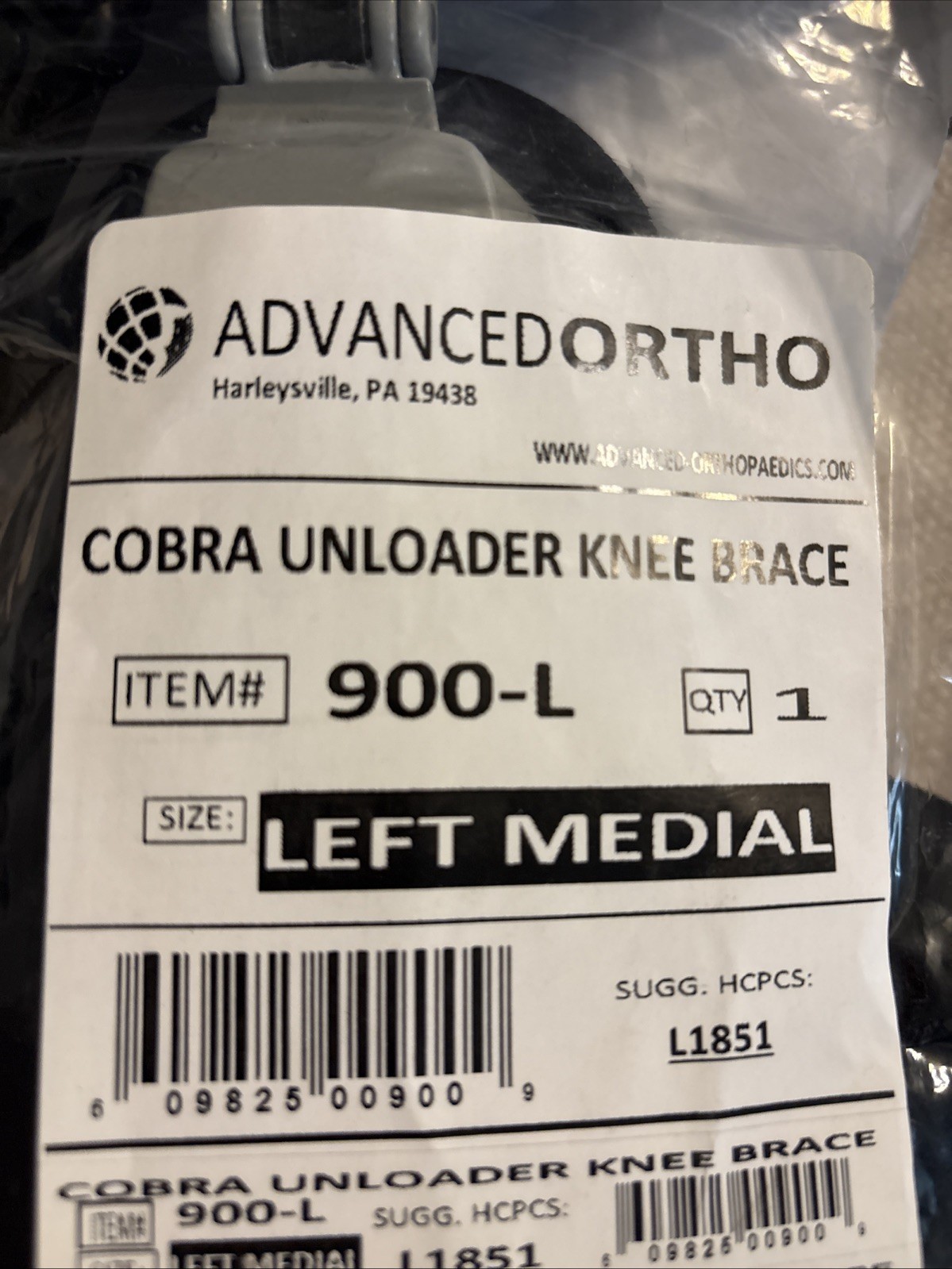 NIP Knee Brace Advanced Ortho Cobra Unloaded Knee Brace 900-L Left Medial