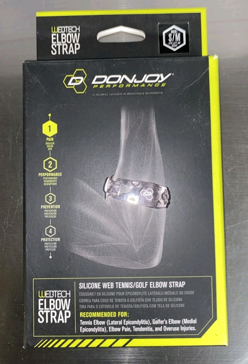 DonJoy Performance WEBTECH Tennis Elbow Strap – Small/Medium – Black