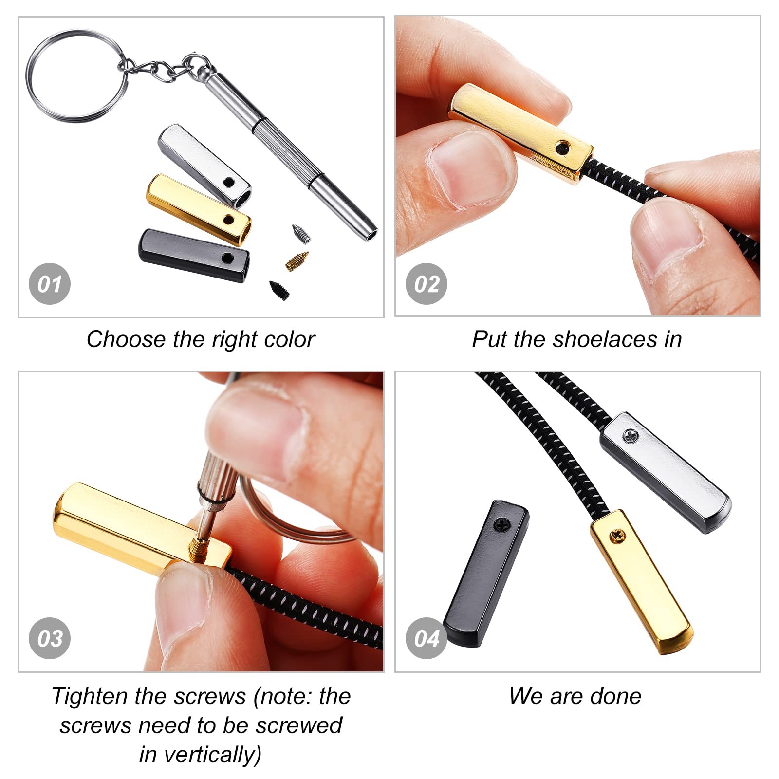 30 Pcs Metal Aglets Shoelace Tips Shoe Lace Hoodie String Caps DIY Screwdriver