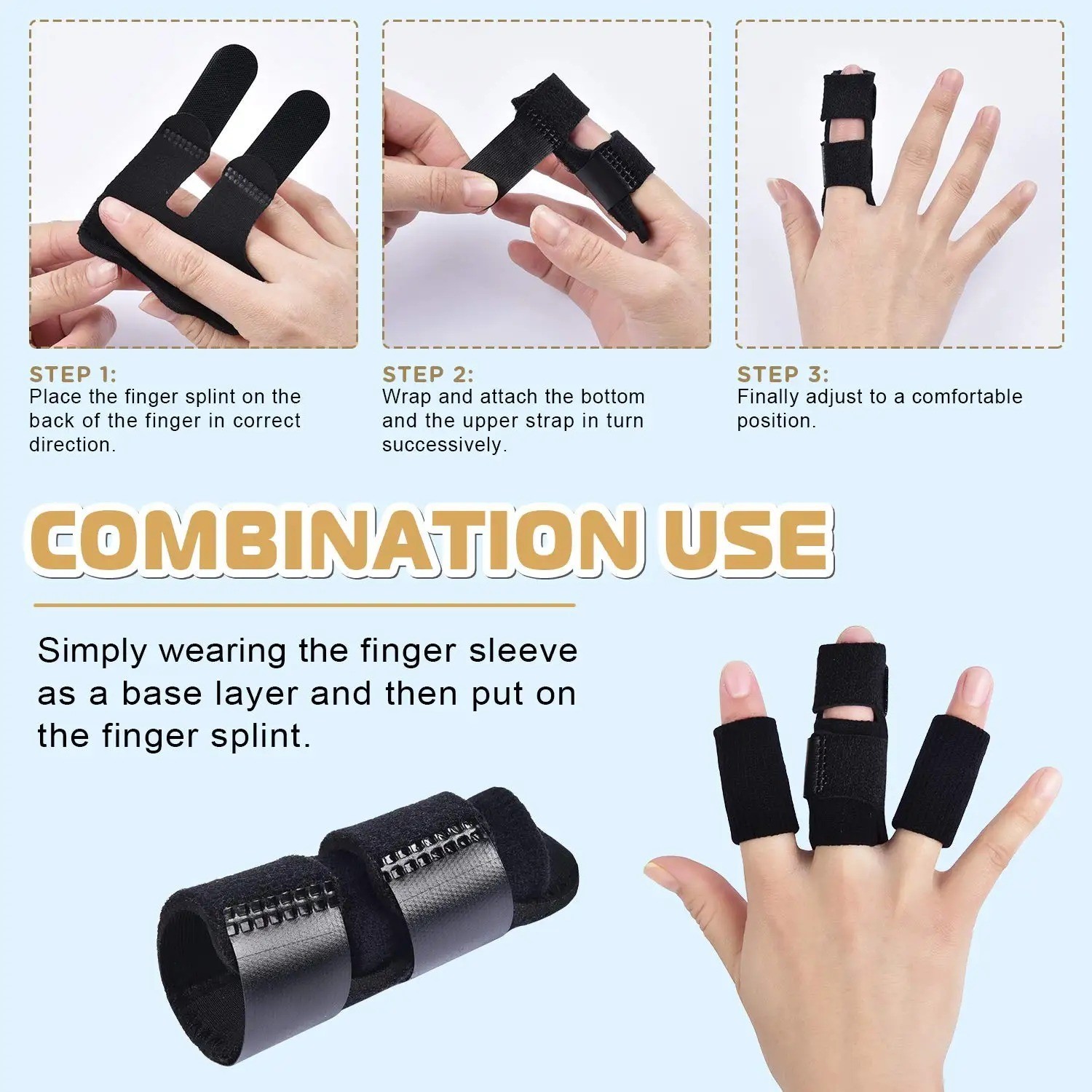 Trigger Finger Splint Fixing Brace Adjustable Straighten Sprain Dislocation