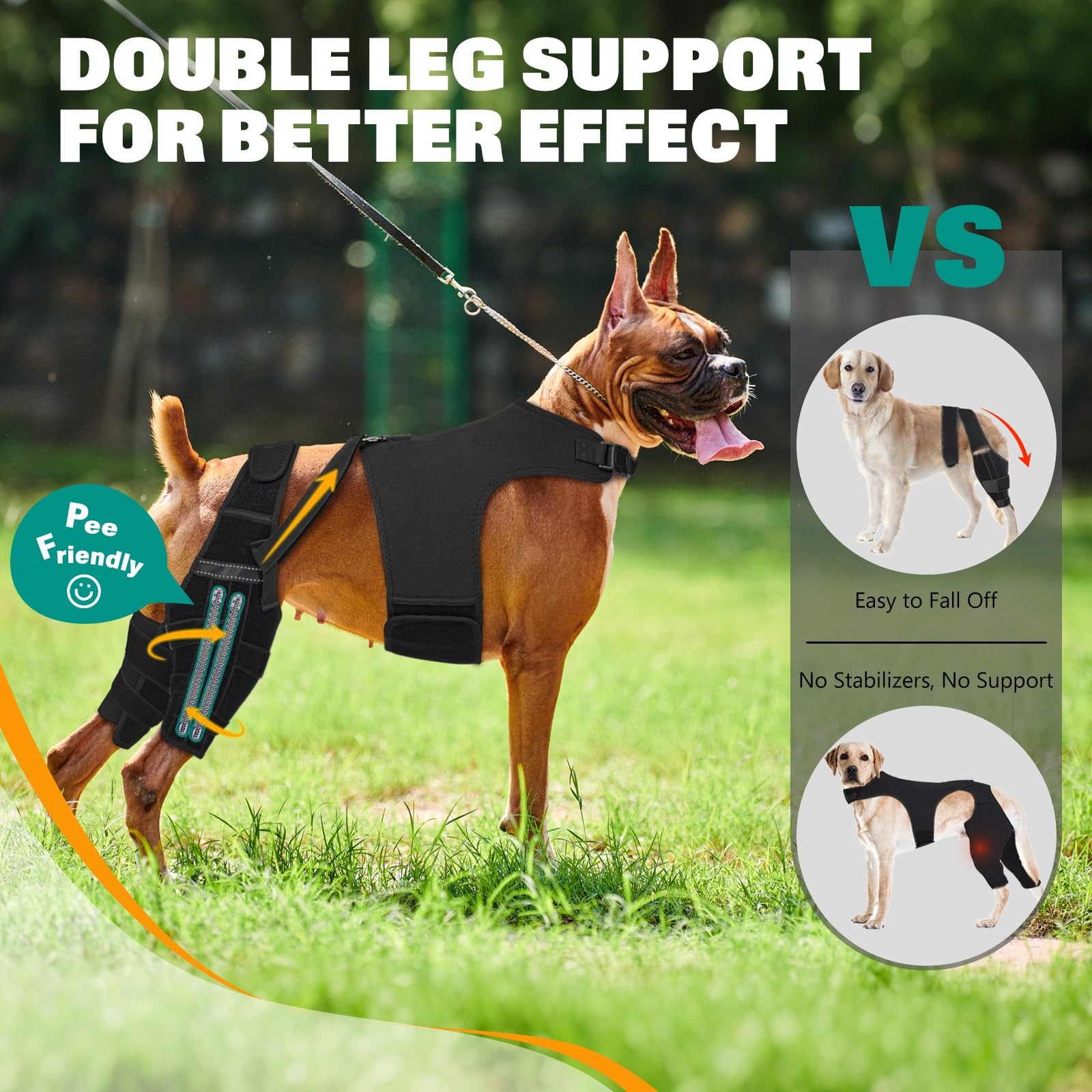 Dog Knee Braces for Torn ACL Hind Leg, Adjustable Joint Brace Non-Slip | Doub…