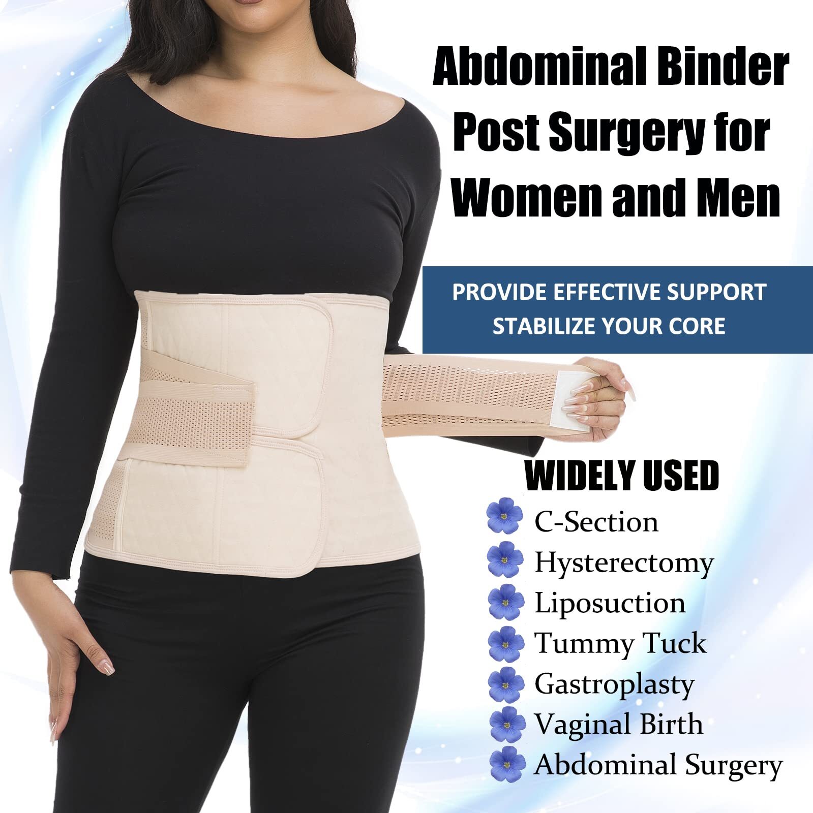 Postpartum Belly Band & Abdominal Binder Post Surgery Compression Wrap Recovery