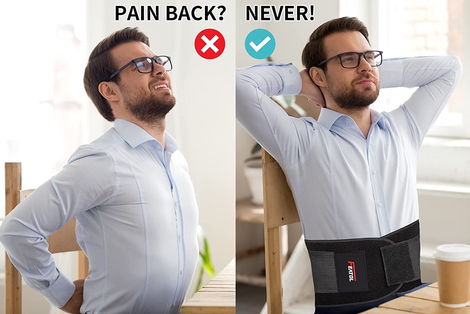 Adjustable Lumbar Support Back Brace for Pain Relief, Sciatica, Herniated Disc –