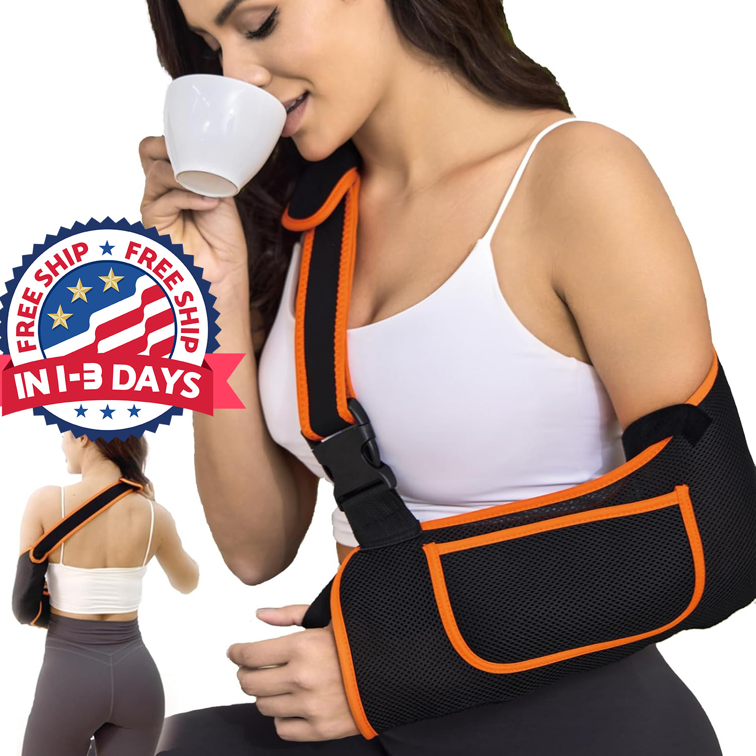 Cabestrillo de brazo ajustable para mujeres y hombres con tamaño mejorado