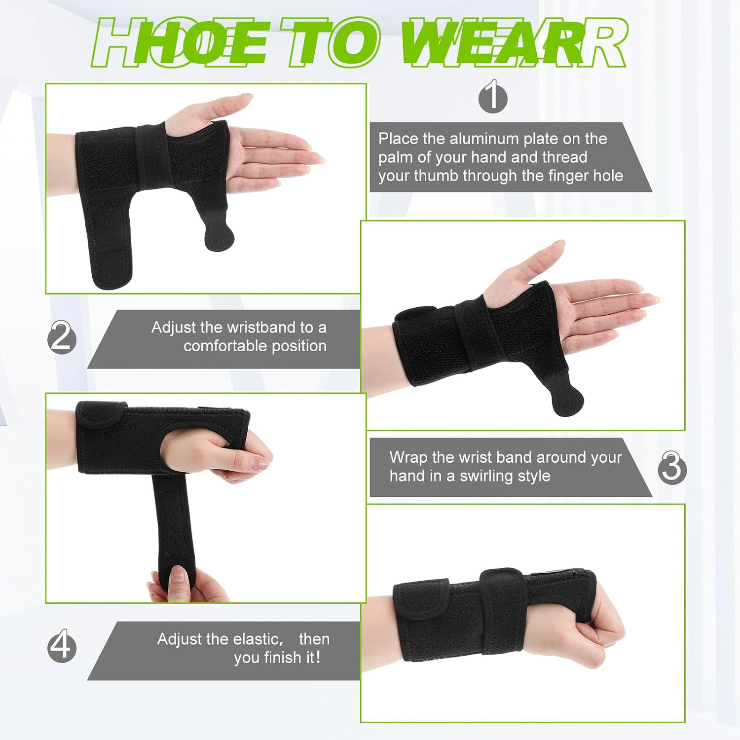 Bowling Wrist Support Brace with Thumb Spica Splint Left Hand Breathable Wris…