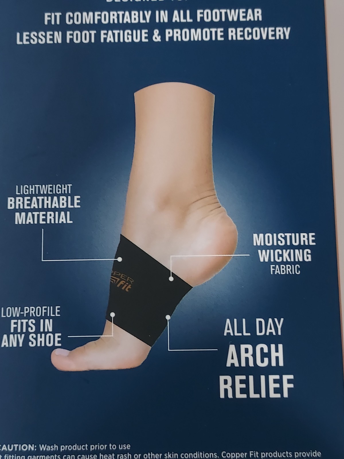 Copper Fit Arch Relief Compression Bands 1 Pair – One Size, Black