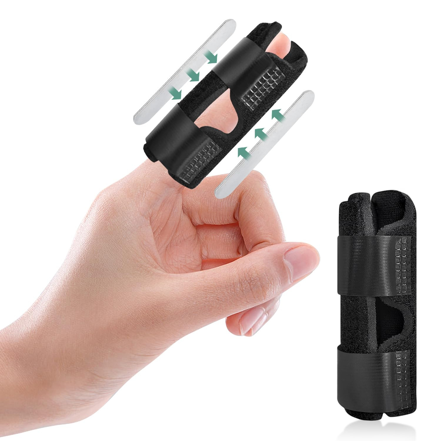 Finger Splint, Trigger Finger Brace with 2 Metal Bars Single Buddy Finger Suppor