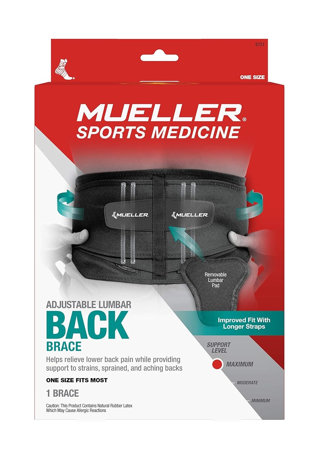 Mueller Lumbar Back Brace with Removable Pad, OSFM
