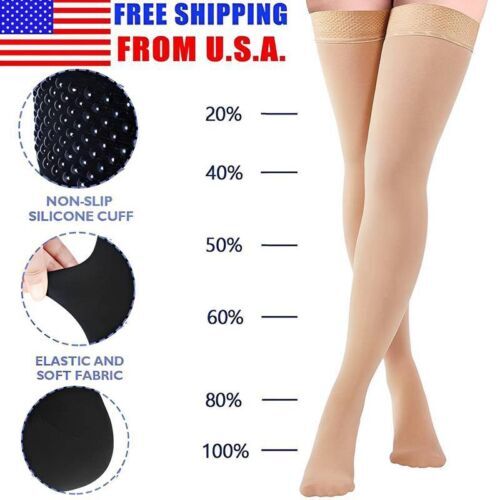 Copper Compression Socks Thigh High Calf Foot Sleeve Support Pain Relief Women–