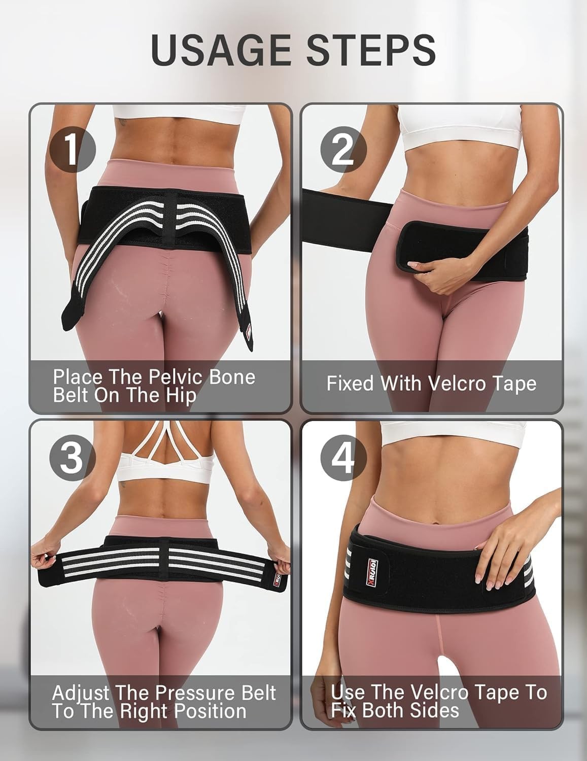 XRUIDI Sacroiliac SI Joint Hip Belt for Women and Men Lower Regular, Black