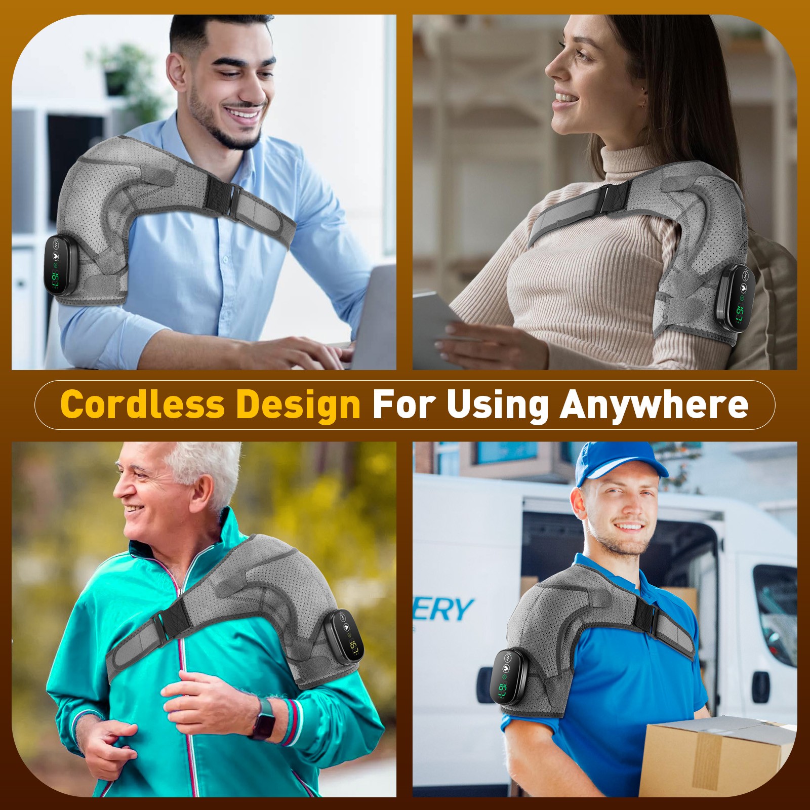 Electric Heated Shoulder Massager Brace with Vibration Therapy Joint Pain Relief