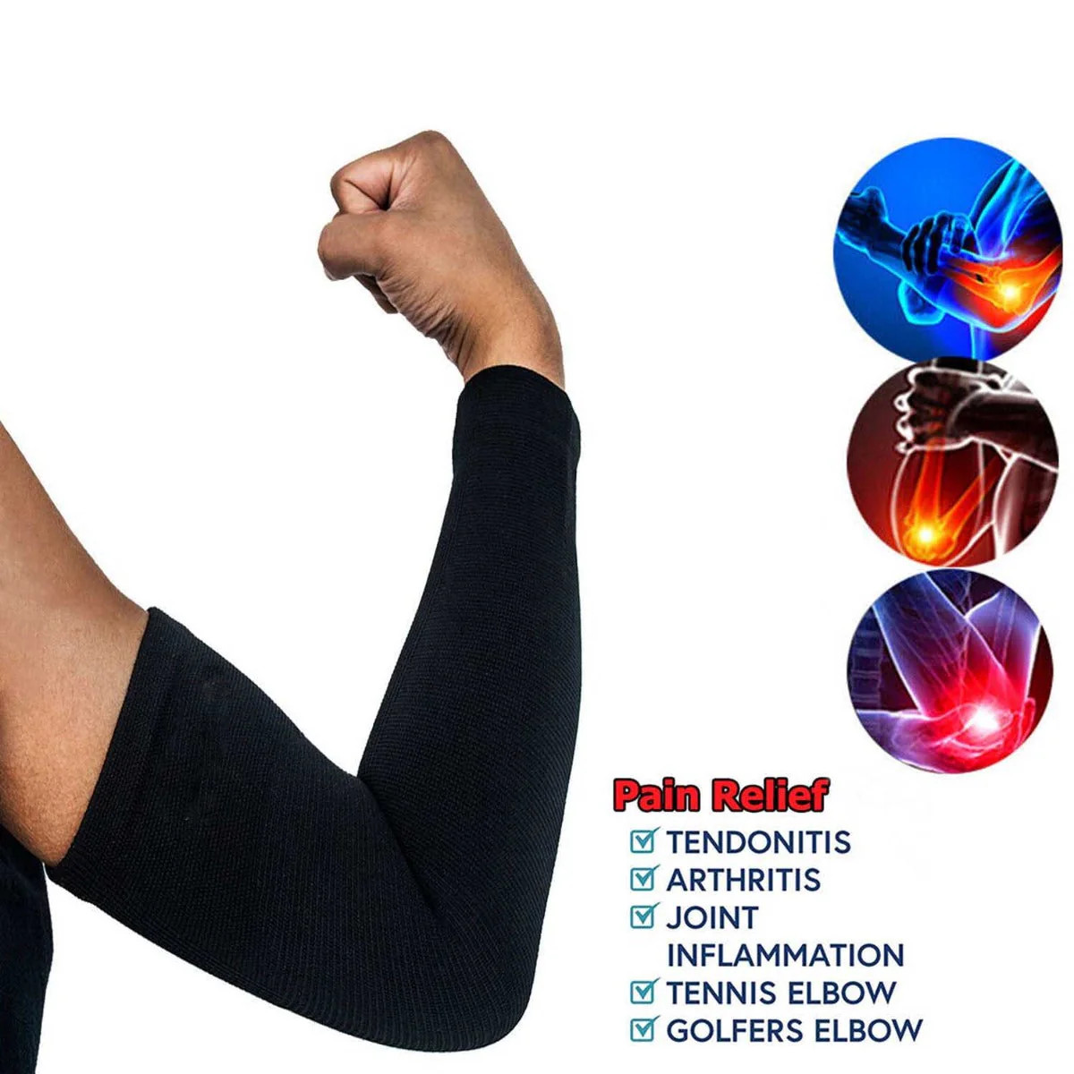 Elbow Support, Adjustable 1PCS for Home Travel (Black)