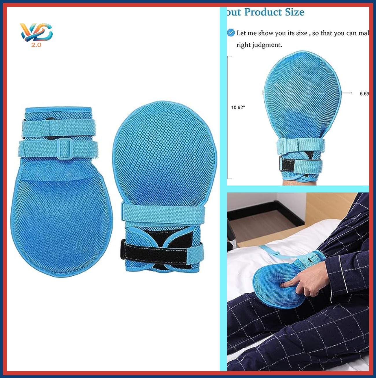 Dementia Restraint Gloves 2 Pack Safety Mitts For Elderly Unconscious ICU