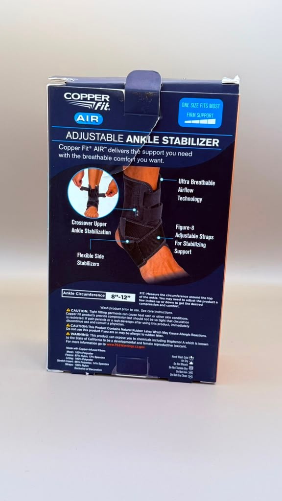 Copper Fit AIR Adjustable Ankle Stabilizer Brace One Size Fits Most NEW Sealed