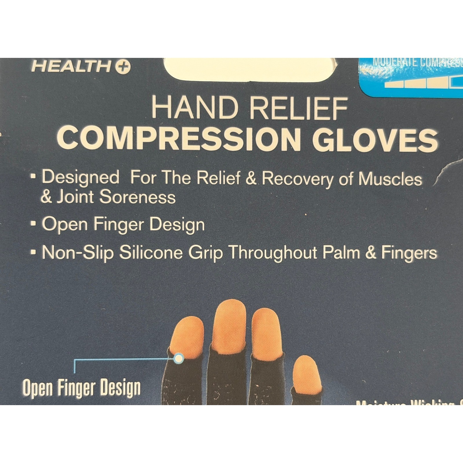 Copper Fit Hand Relief Compression Gloves L/XL Black Arthritis & Joint Relief 2C