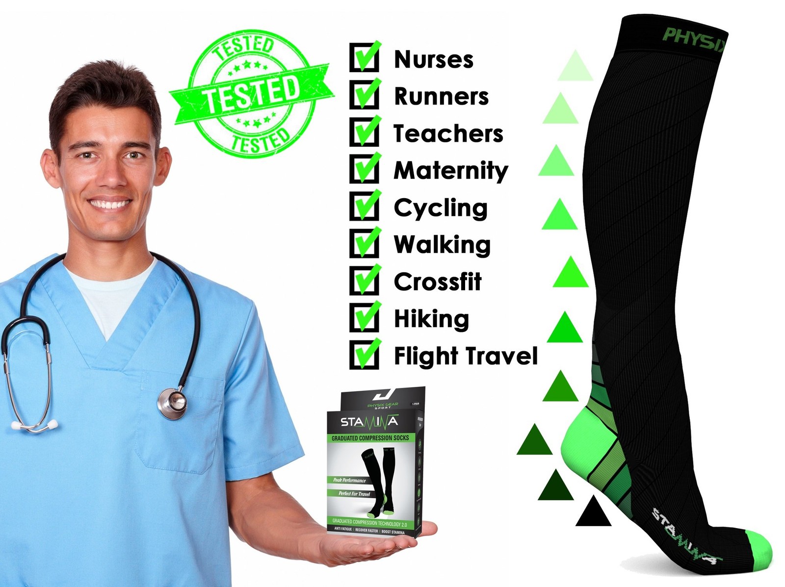 Physix Gear Compression Socks Best Men & Womens Compression Socks for Circul…