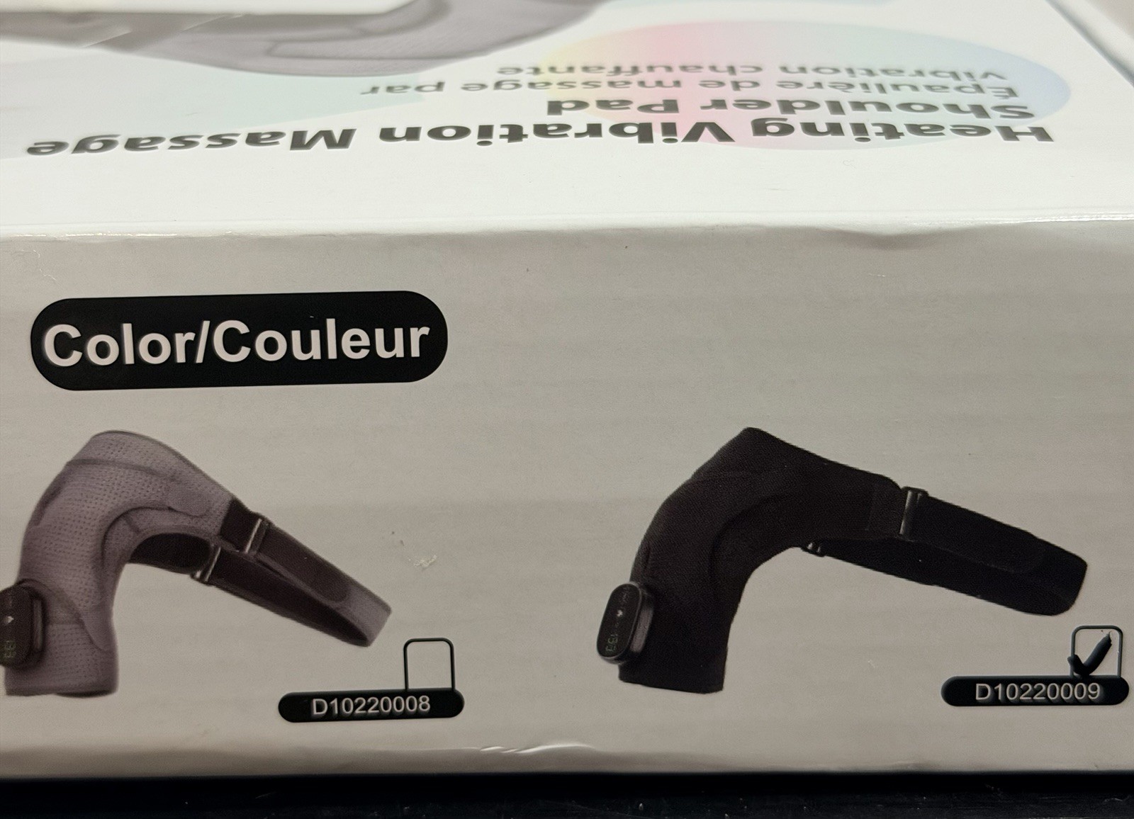 Cordless Shoulder Heating Pad Heated Shoulder Vibration Massager. Color: Black