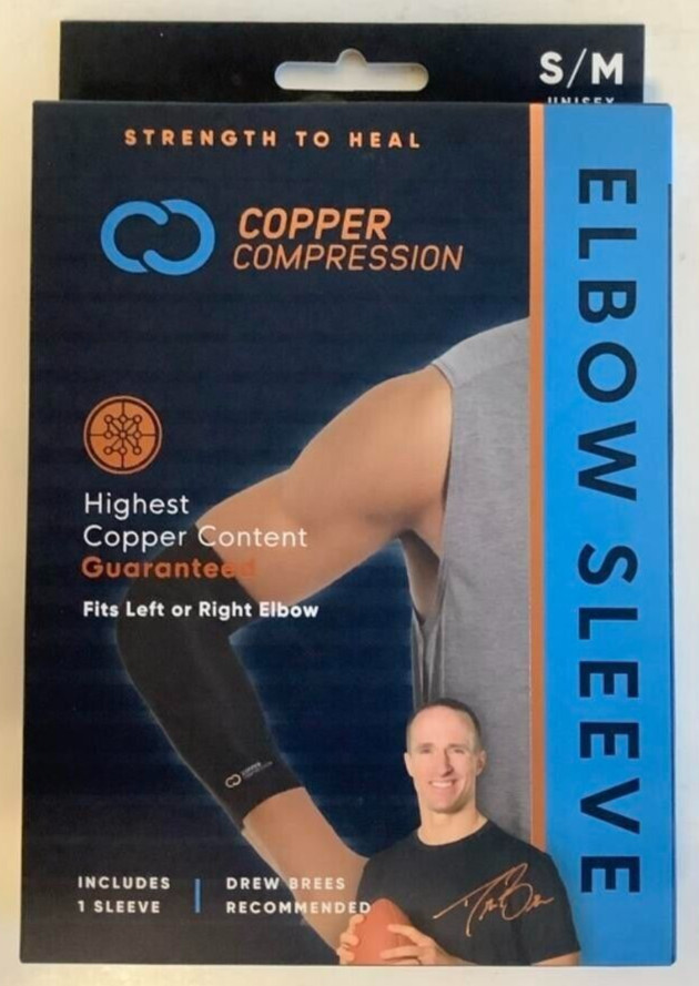 NEW Copper Compression CCCES/BS3 Copper Infused SMALL/MEDIUM Elbow Sleeve