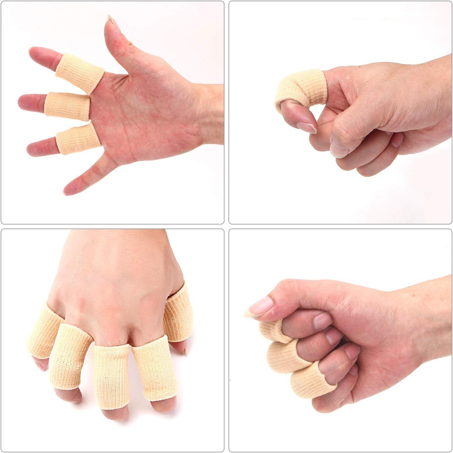 20 Pieces Finger Protector Sleeves Elastic Thumb 20 Count (Pack of 1), Beige