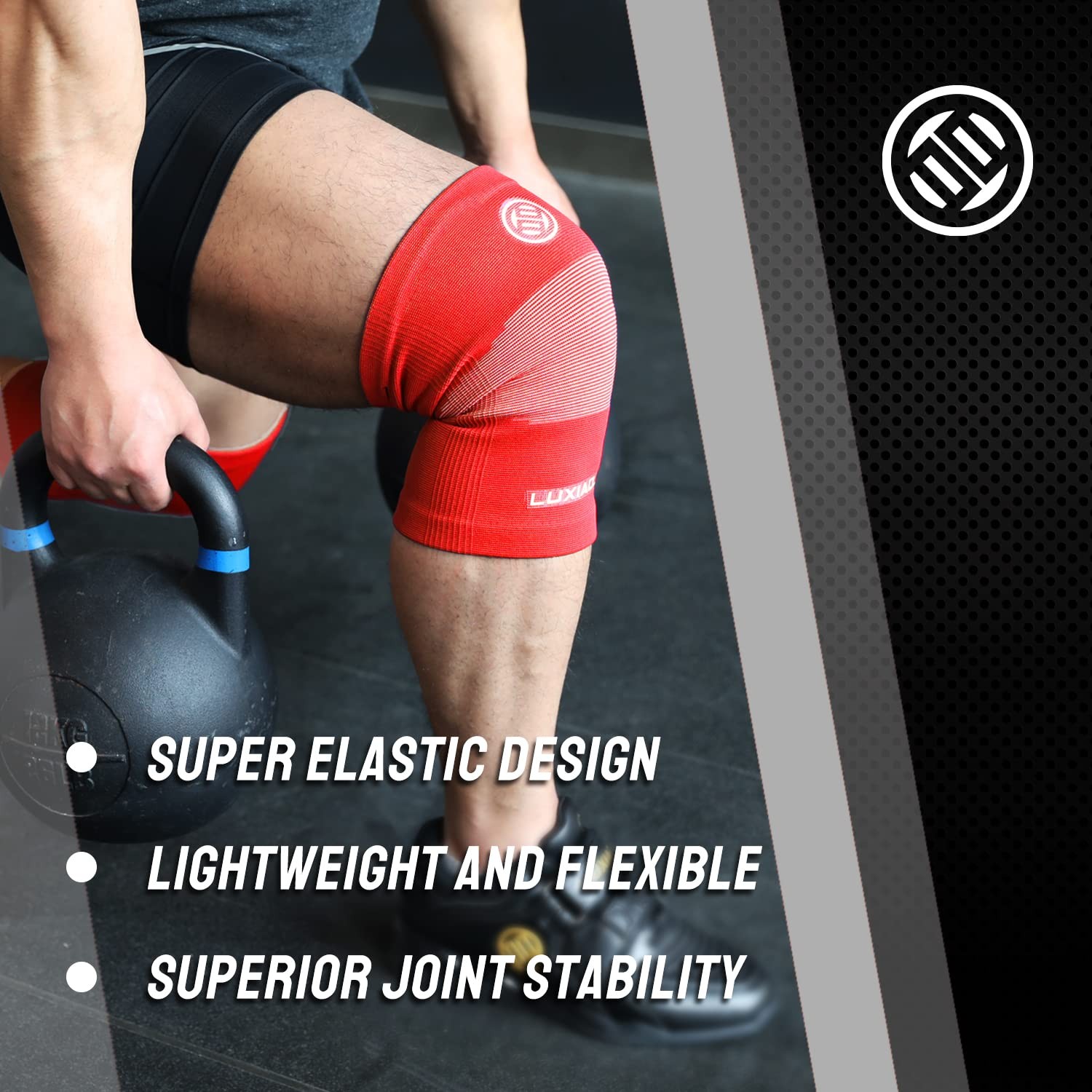 LUXIAOJUN Knee Sleeves Weightlifting, Powerlifting, Compression Small, Red