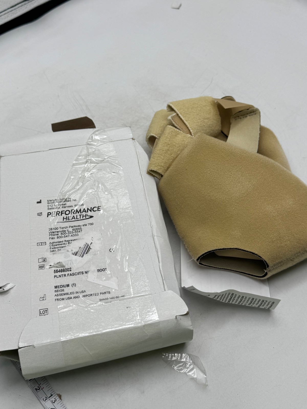 Performance Health Plantar Fasciitis Night Boot Medium Beige Sleep Splint Strap