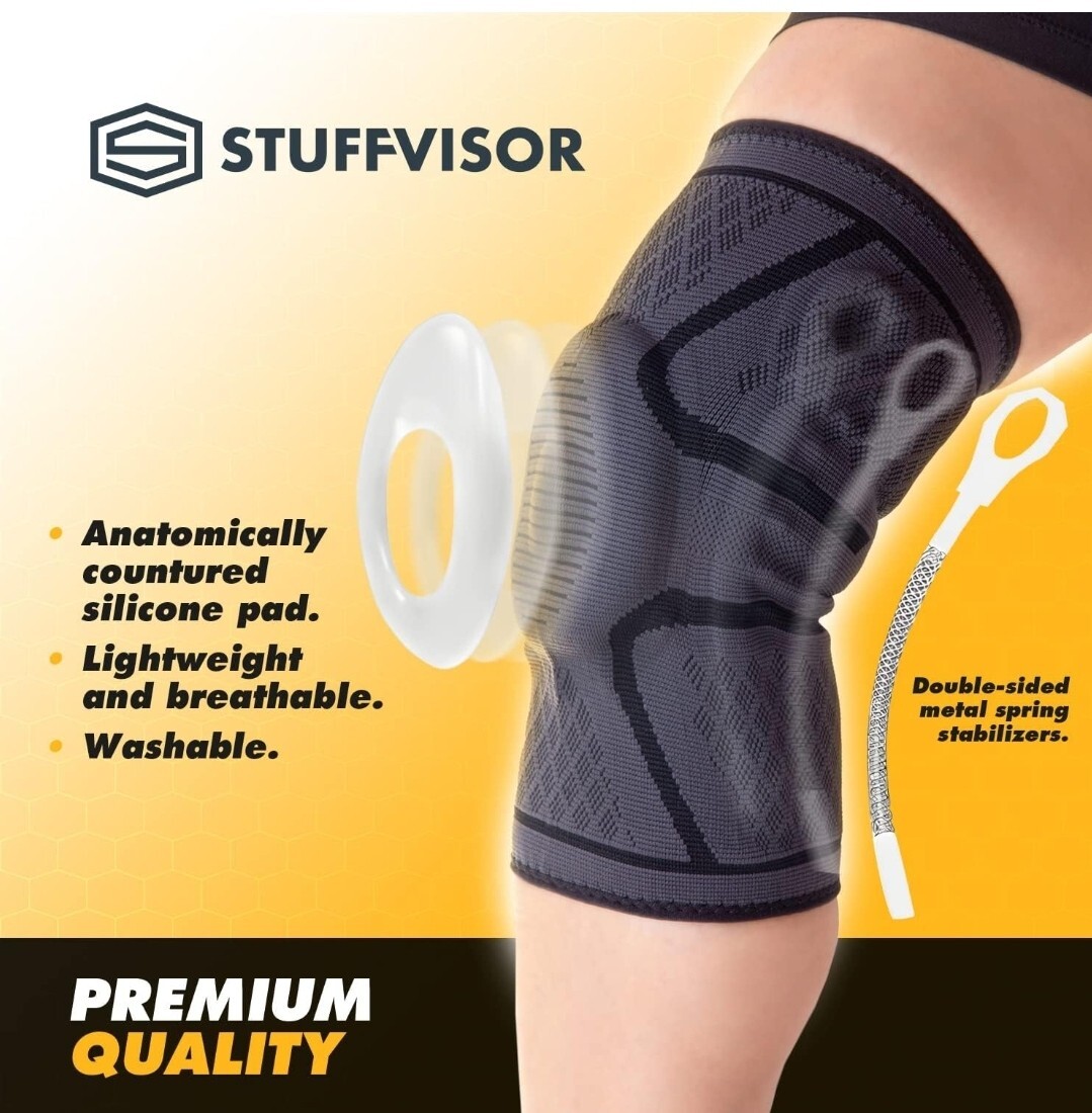 X4 Stuffvisor Knee Compression Sleeves Men’s Knee Brace Supports Knee Large New