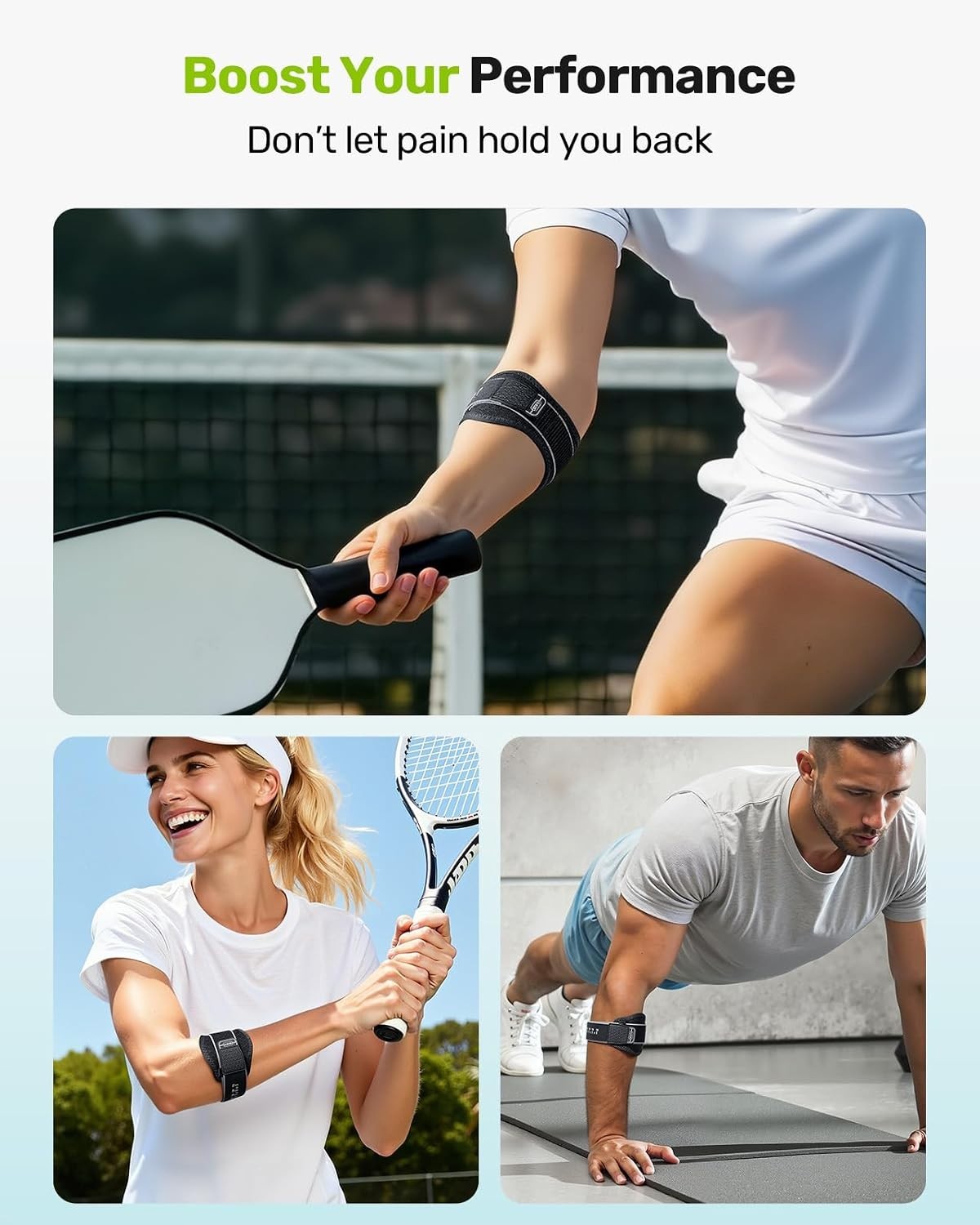 Upgraded Tennis Elbow Brace for Men Women with 2 Silicone Pads, Adjustable Go…