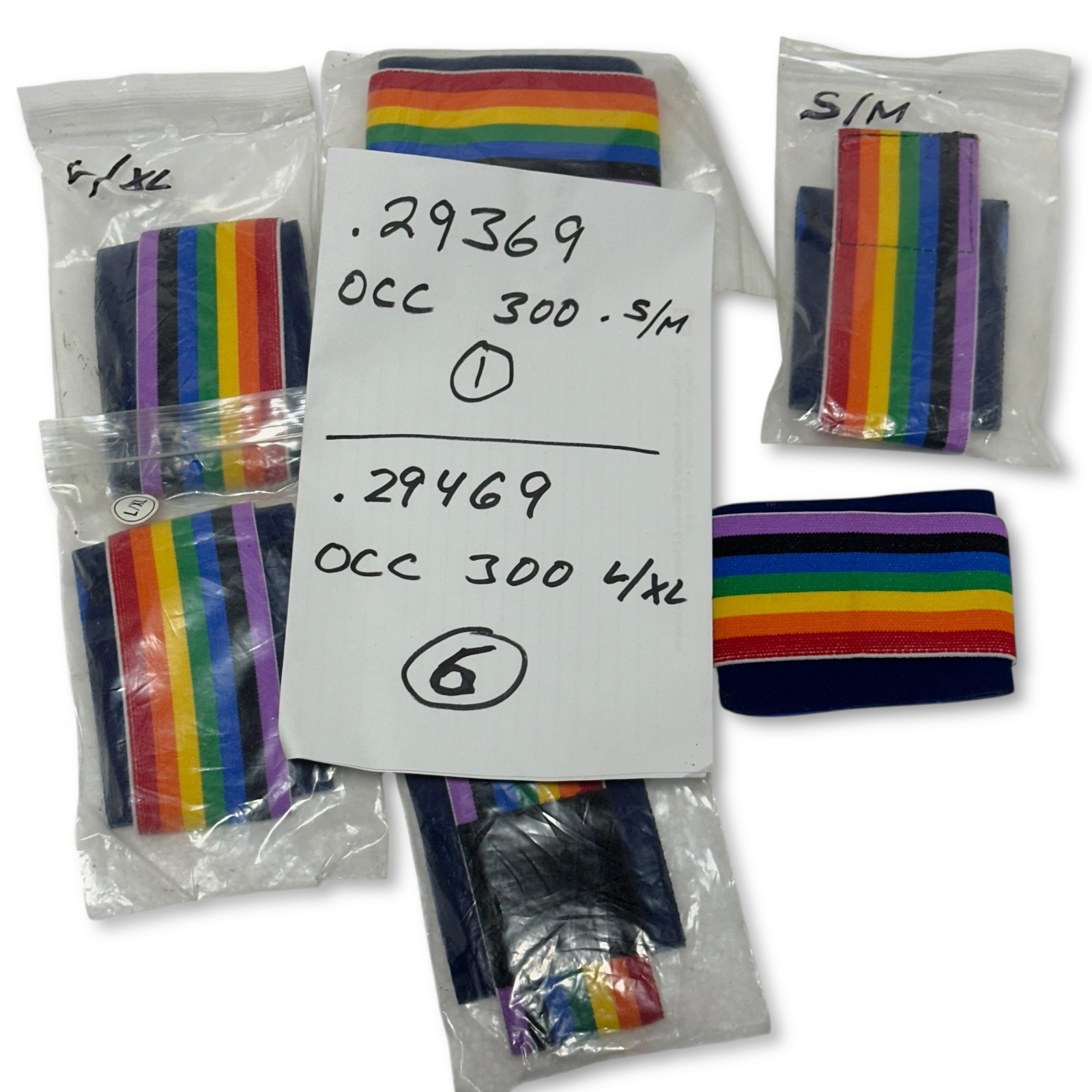 OccuMed 300 Adjustable Wrist Compression Sleeves Rainbow S/M L/XL, Lot of 7