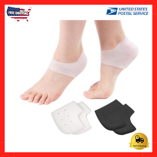 2 Pairs Silicone Heel Cups for Pain Relief – Soft Heel Protectors for Plantar Fa
