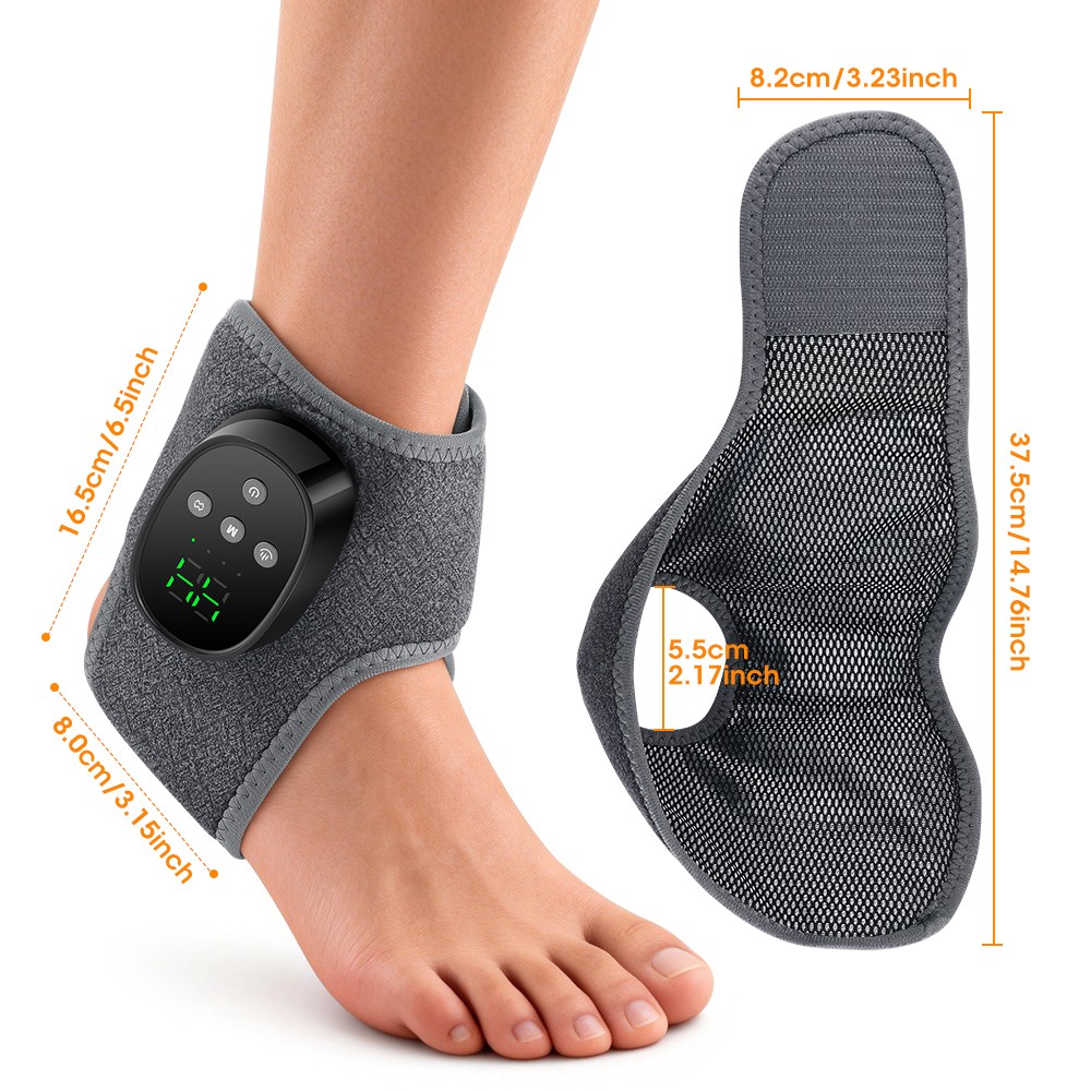 Cordless Ankle 4 Mode Heating & Vibration Ankle Massager Wrap for Pain Relief