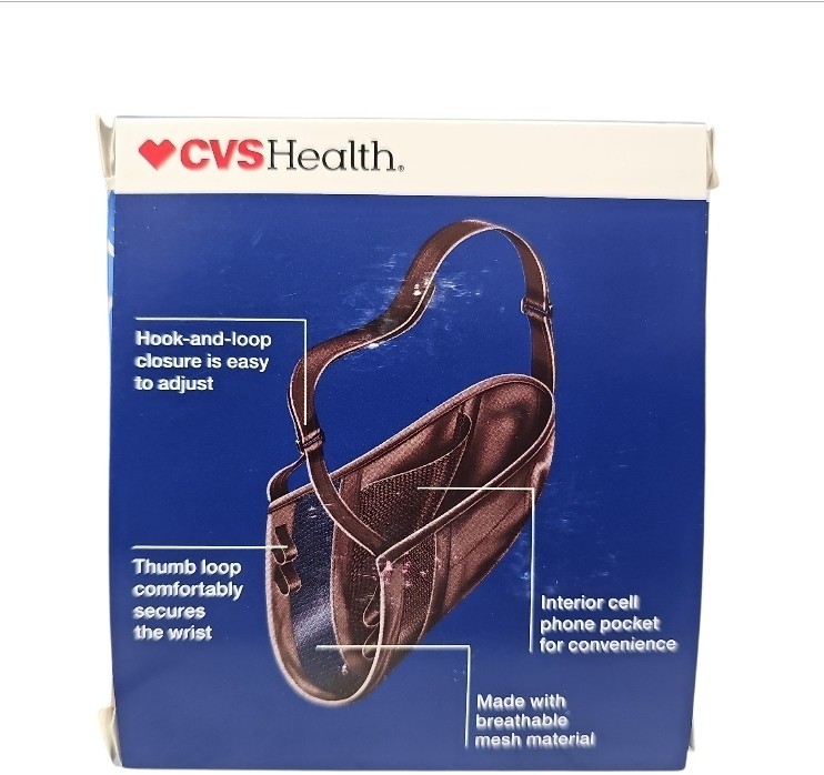New & Improved Arm Sling Adjustable Strap Black One Size Right Or Left CVS Brand