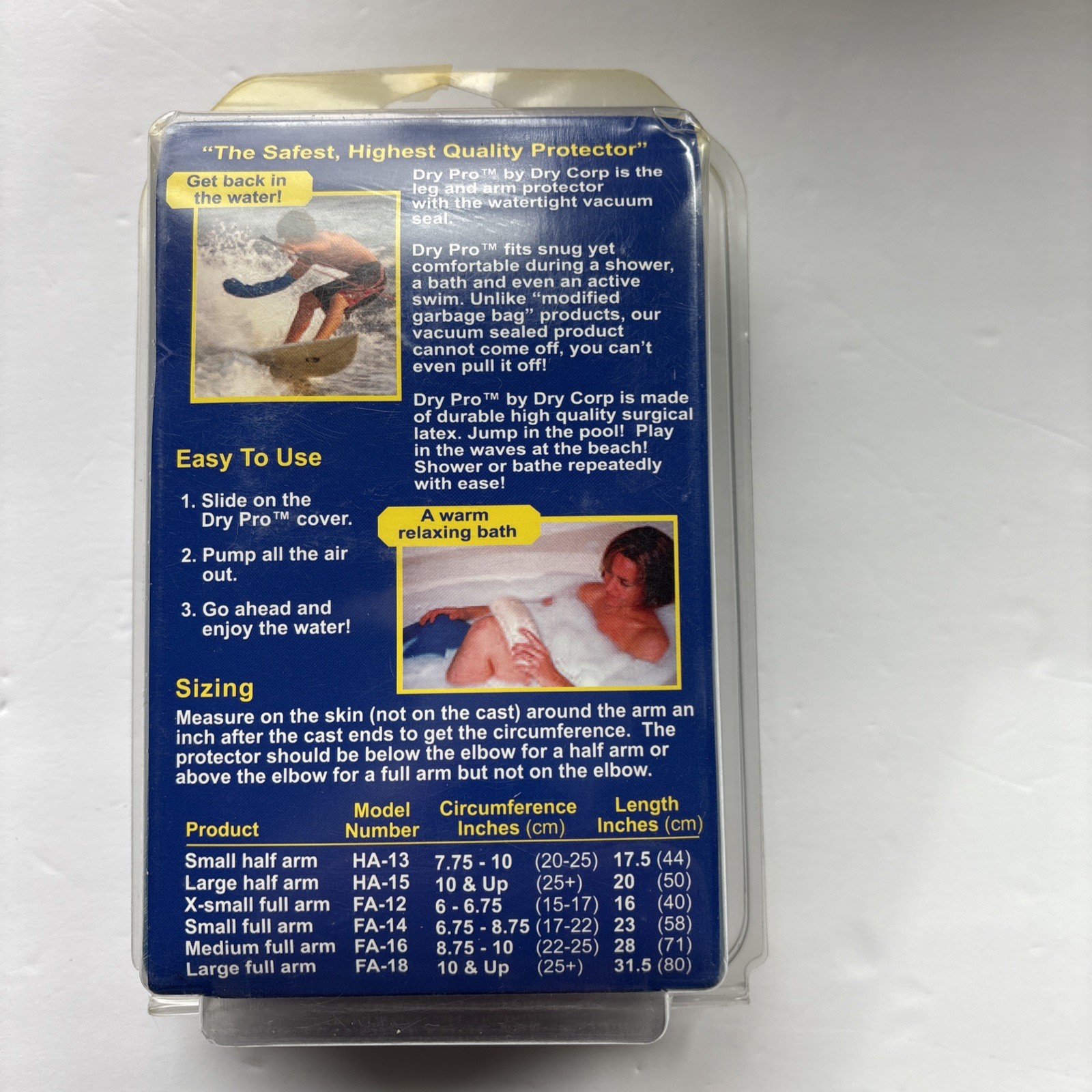 NEW DryPro Waterproof FA 16 Medium Full Arm Cast Protector, NEW Swim Shower