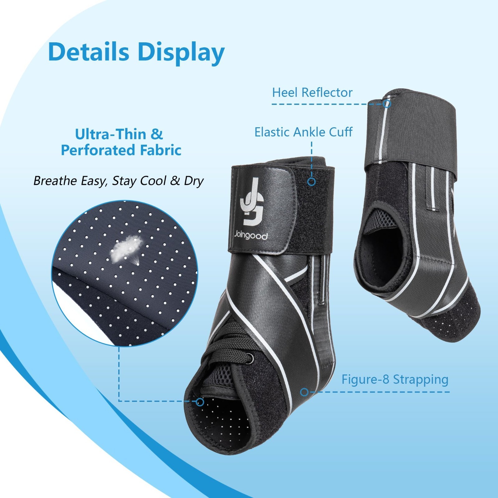 Ankle Brace with Quick-Lace System, Side Stabilizers & Reflective Strap – Suppor