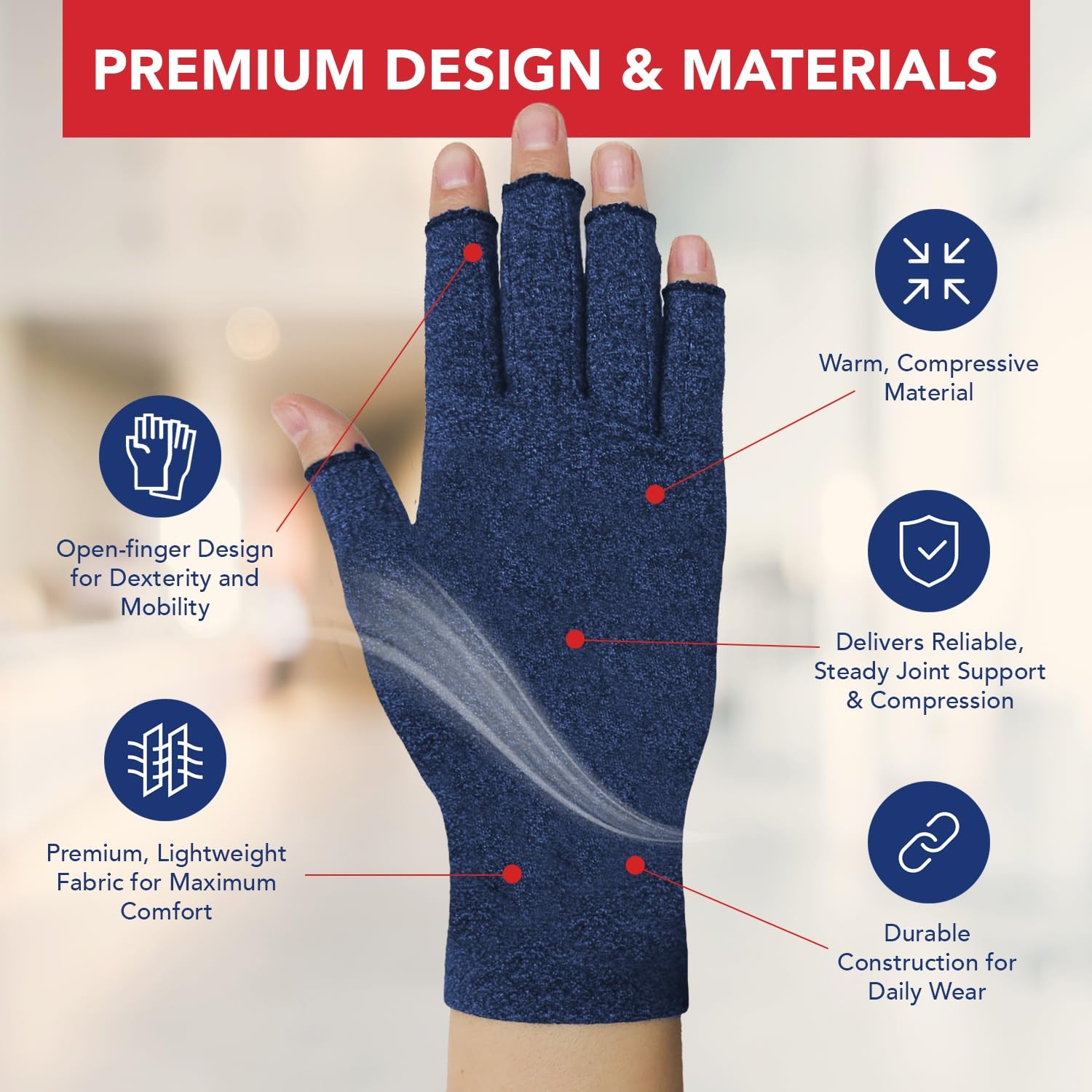 Dr. Arthritis Compression Gloves Small Navy