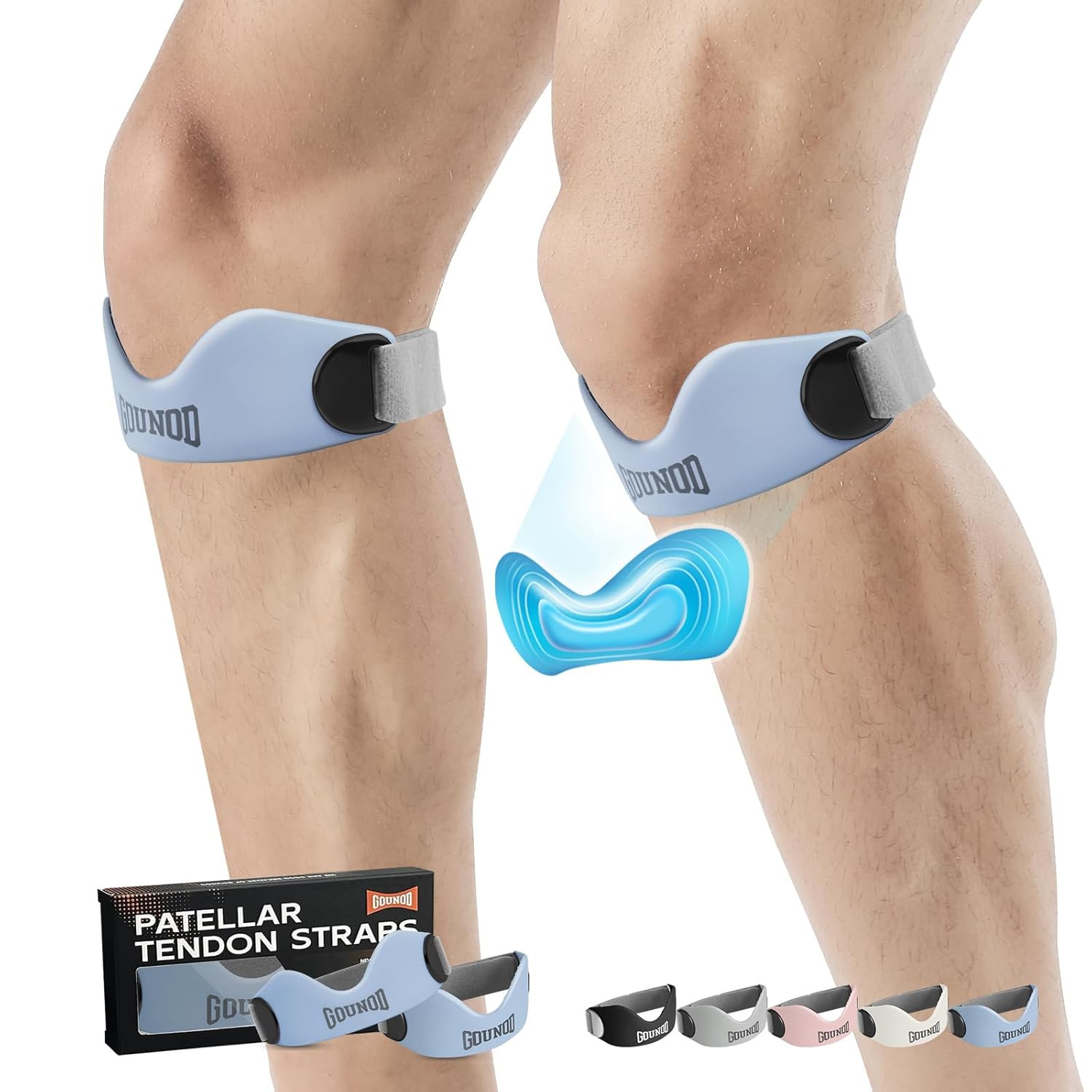 Silicone Patellar Tendon Support Strap 2 Pack,Knee Strap for Knee Pain Relief,Pa
