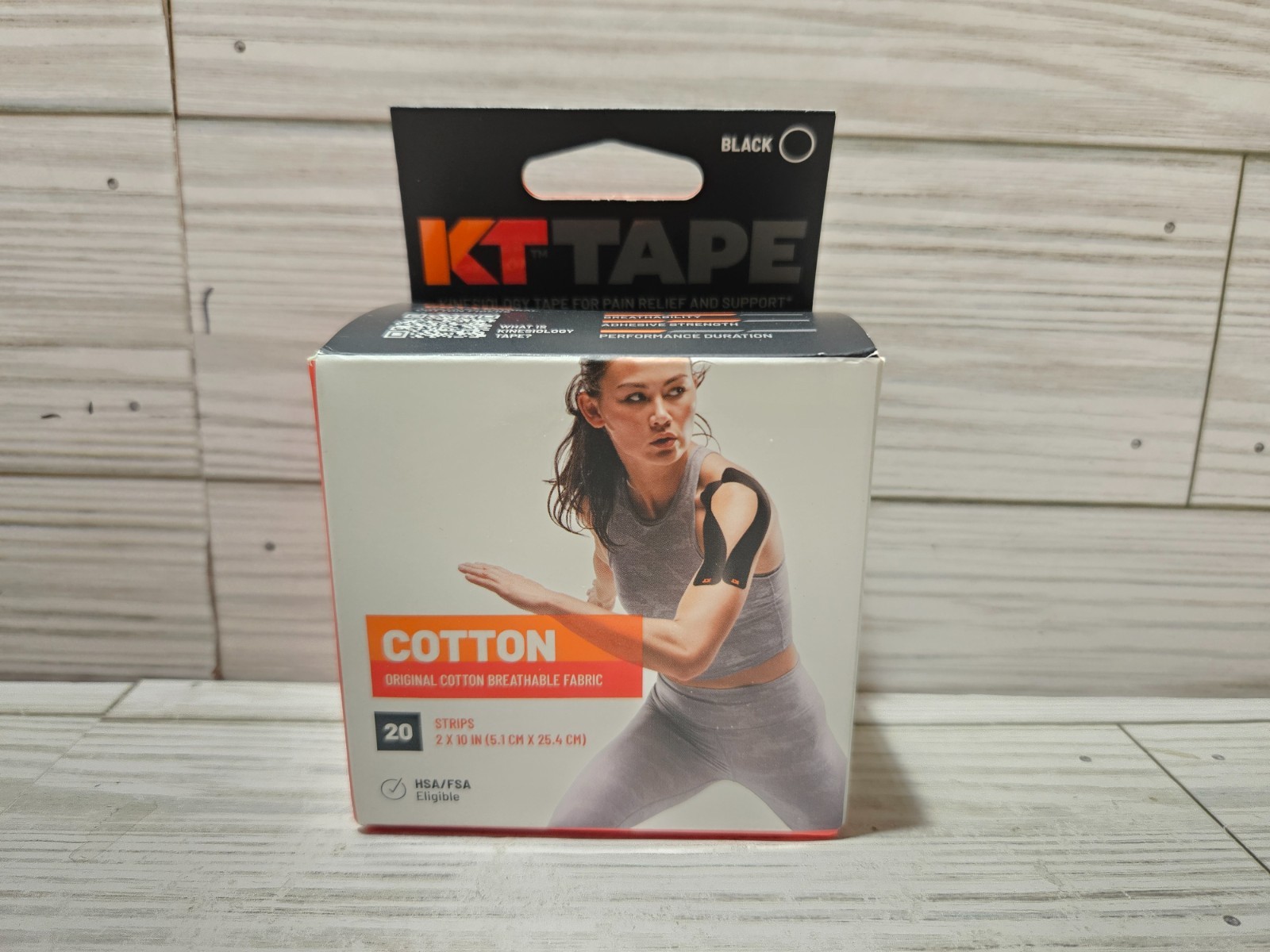KT Tape Kinesiology Tape Cotton 20 Pre-cut 10″ Strips Black