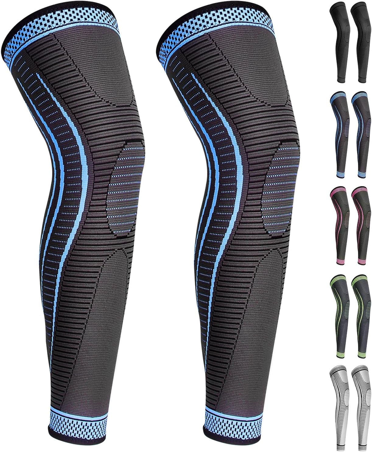 2 Pack Full Leg Compression Sleeves for Men and Women Long Knee Brace Support