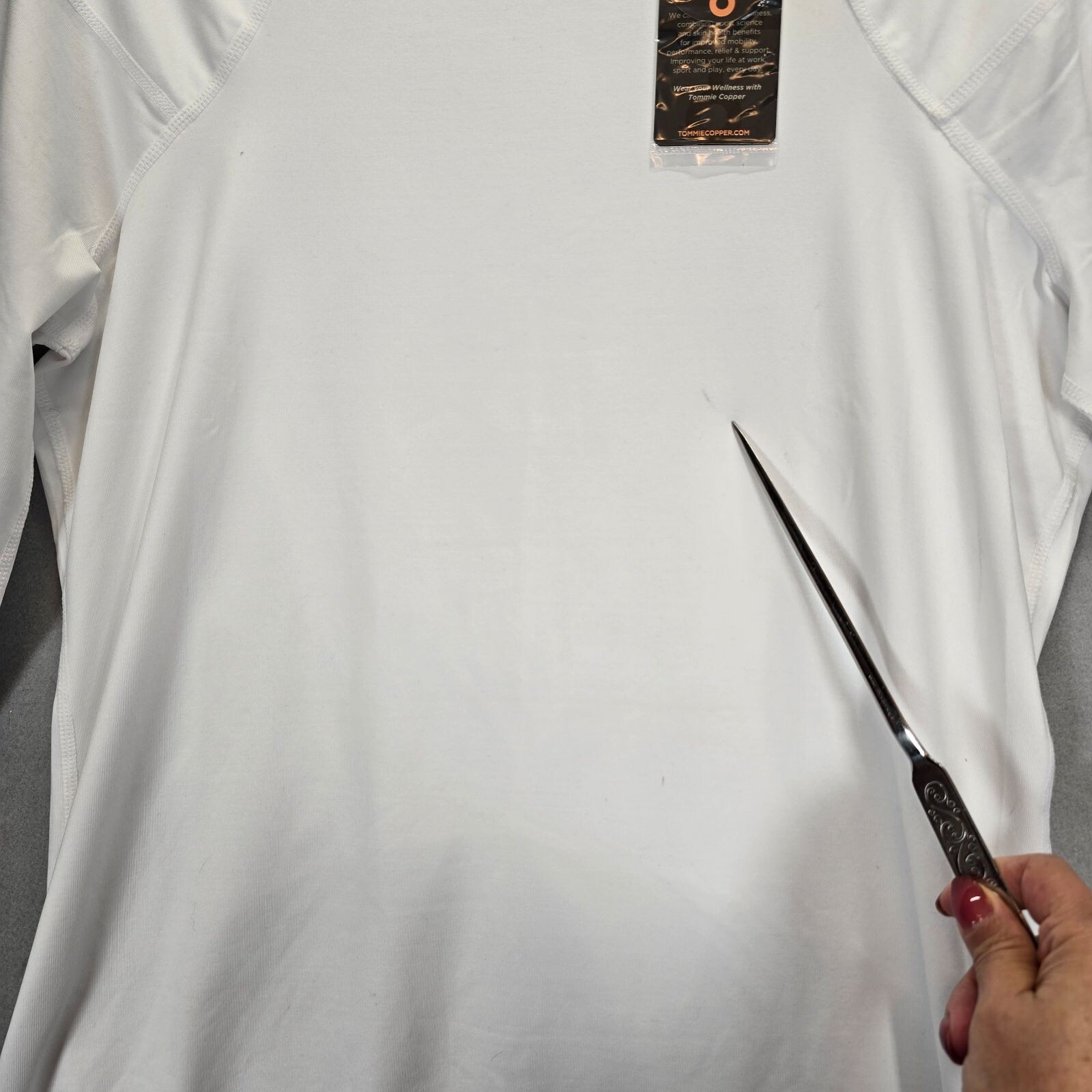 Tommie Copper White Long Sleeve Shoulder Support 2XL Upper Back Pain Brace Shirt