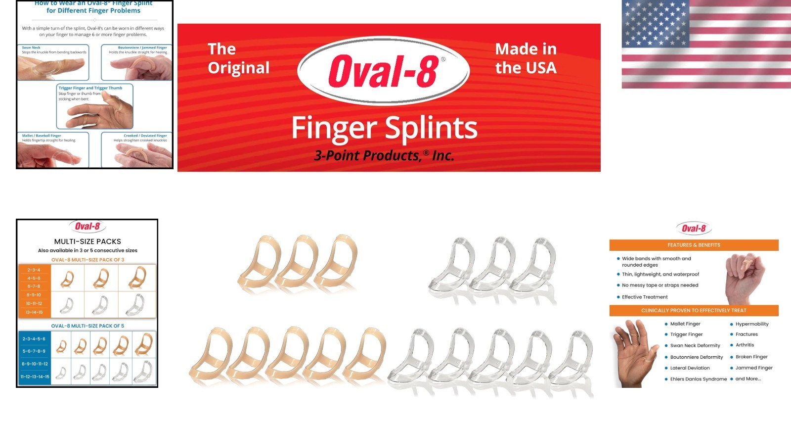 Versatile Oval-8 Finger Splints – 3 Sizes for Mallet, Trigger Finger & More