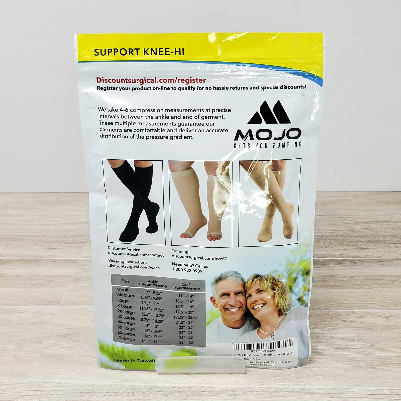 Mojo Compression Socks Unisex 20-30mmHg Knee High Closed Toe Black Size 4XL