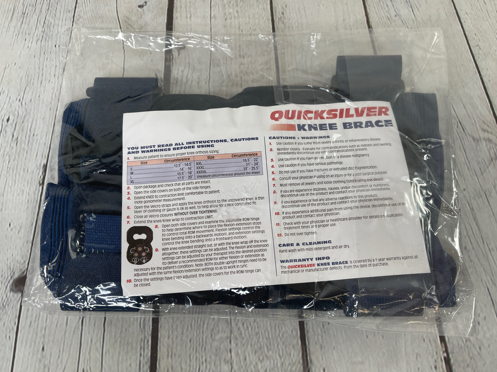 Quicksilver Knee Brace QS-1832-1 Size Large Latex Free Taiwan NEW!