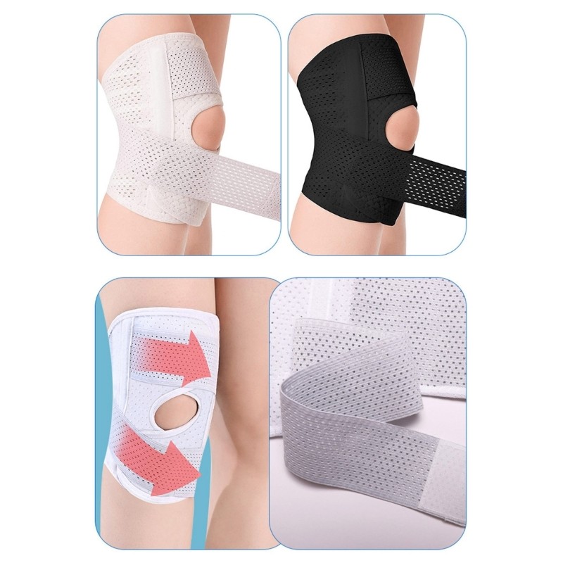 Sport Knee Brace with Metal Spring Stabilizers Adjustable Elastic Knees Support