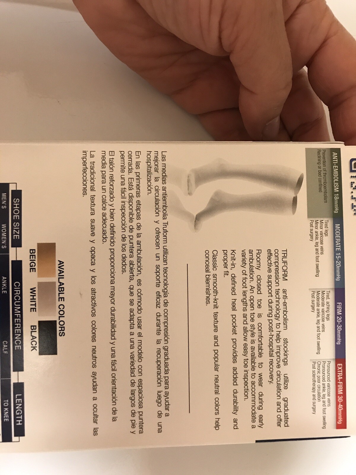Truform Below Knee Compression Stockings 18* Medium White