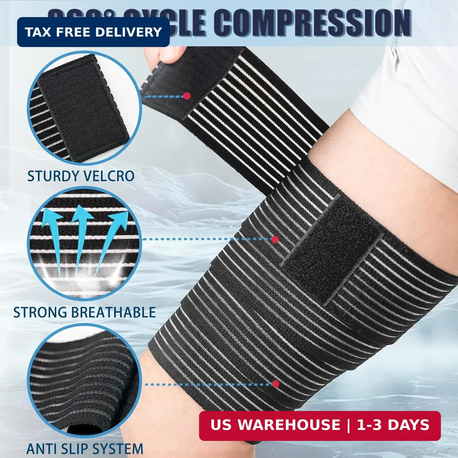 1 Pcs Hamstring & Thigh Compression Wrap, Adjustable Thigh Compression Brace, Qu
