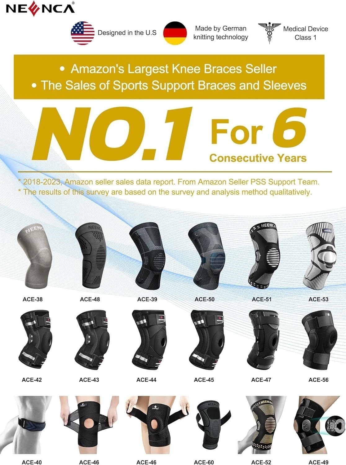 Adjustable Hinged Knee Support with Patented Design for Sports Injuries